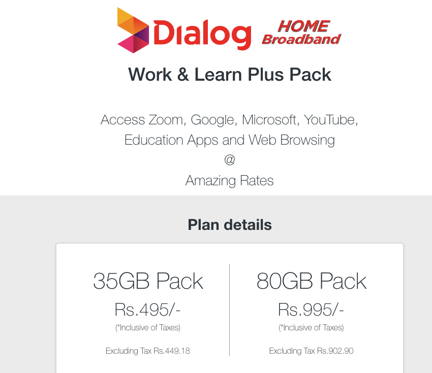 Dialog Prepaid Router Zoom Packages