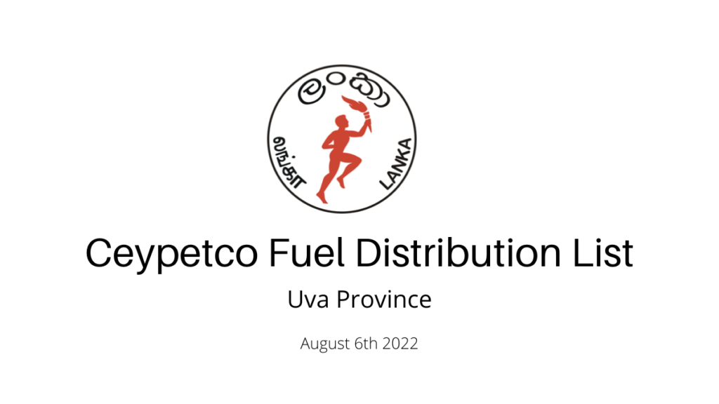 Ceypetco Fuel Distribution List Uva Province