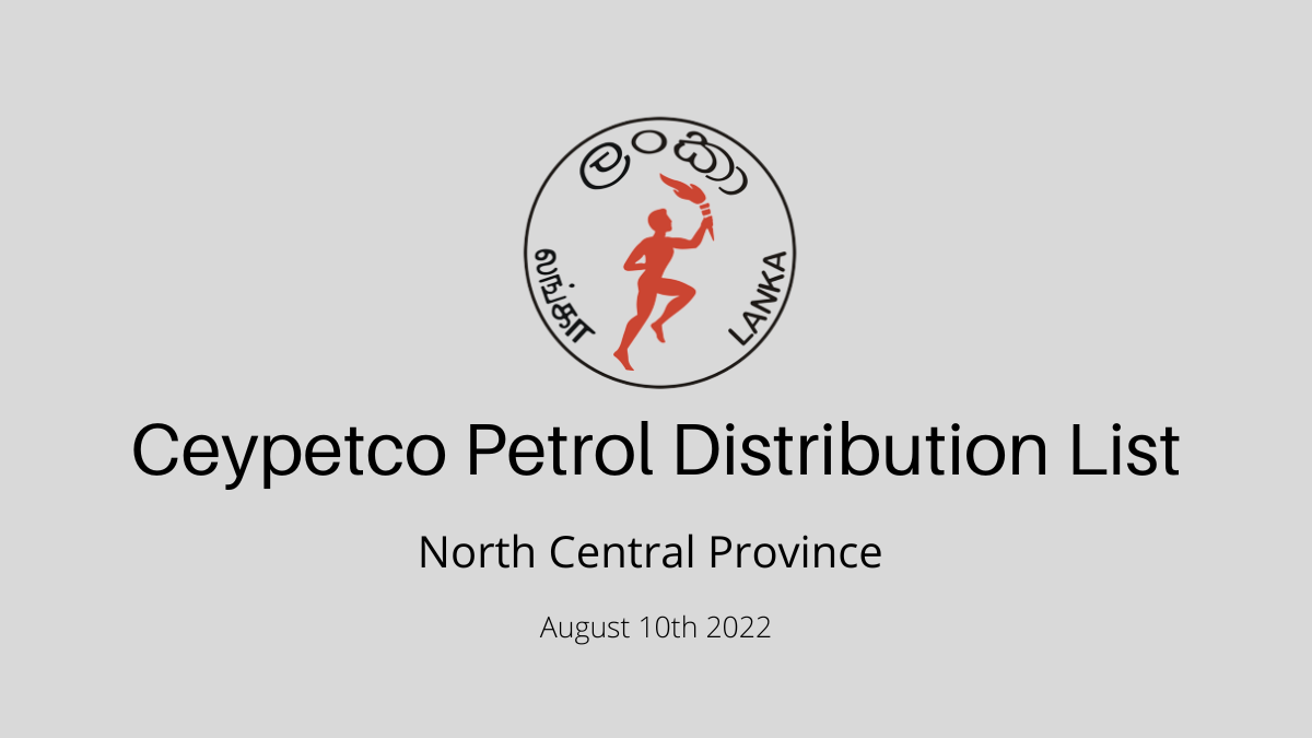 Petrol DIstribution list North Central Province August 8