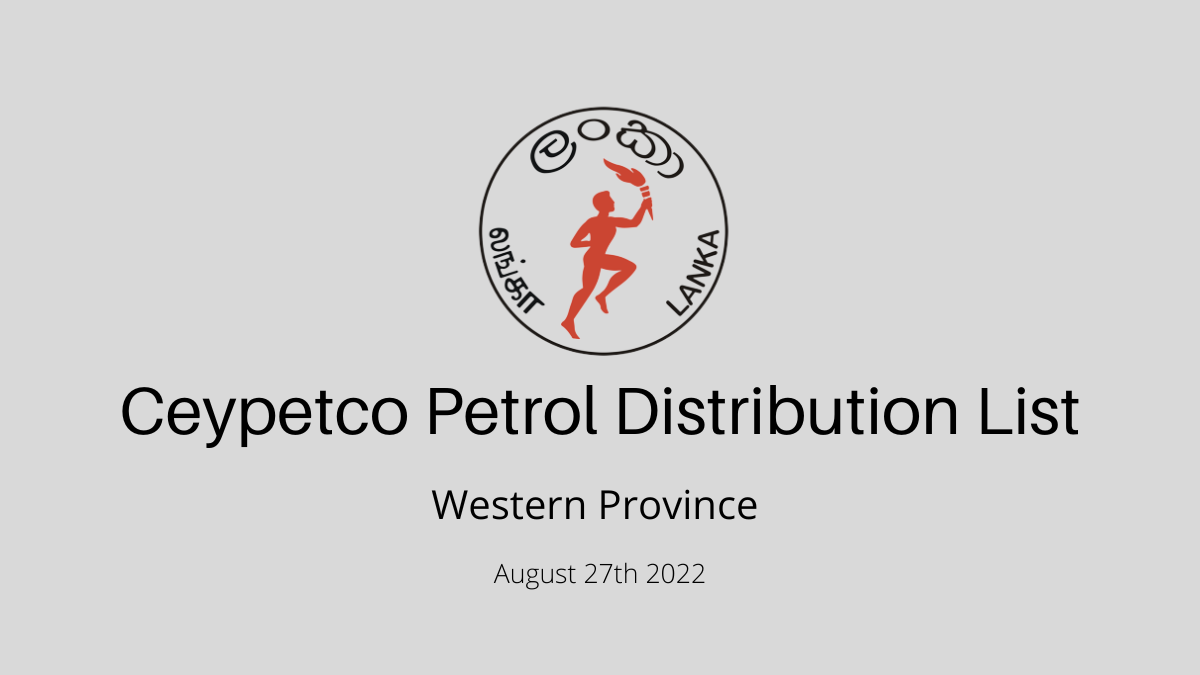 Petrol Distribution list Western Province