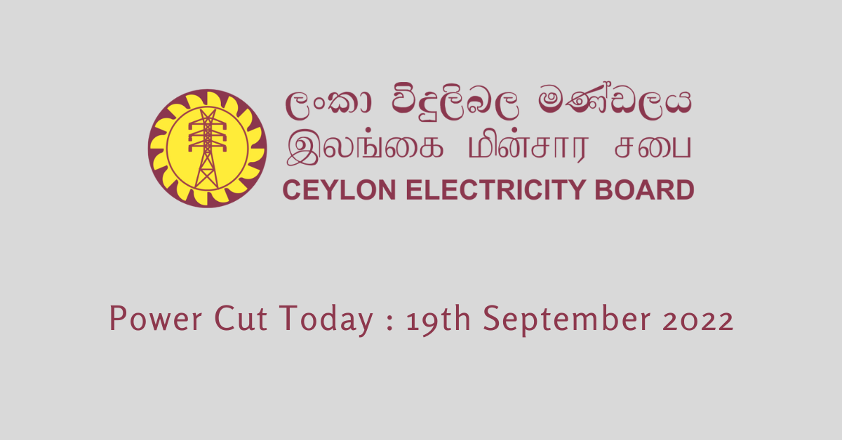 CEB Power Cut Today 19th September 2022